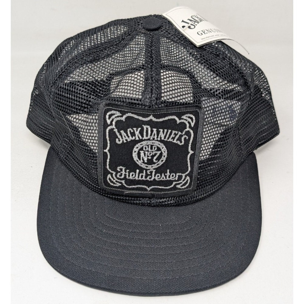 Vintage 80s Jack Daniels Field Tester Patch All Mesh Snapback Trucker Hat USA